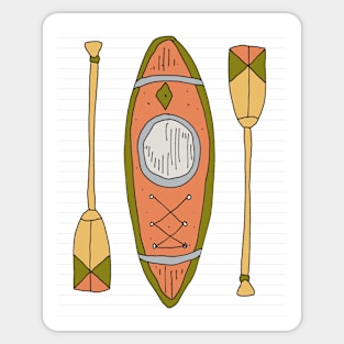 Hand drawn canoe and oars Sticker